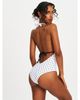 Miss Circle Miss Circle Olive Polka Dot Ruched Halter Backless Swimsuit - 2