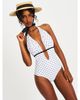 Miss Circle Miss Circle Olive Polka Dot Ruched Halter Backless Swimsuit - 5