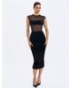 Miss Circle Miss Circle Quielle Mesh and Velvet Midi Bodycon Dress - 2