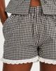 Miss Circle Miss Circle Qutayla Gingham Lace Trim Shorts in Black, Women's at Urban Outfitters - 2