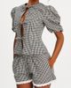Miss Circle Miss Circle Qutayla Gingham Lace Trim Shorts in Black, Women's at Urban Outfitters - 3