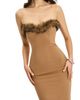 Miss Circle Miss Circle Rayanne Strapless Fur-Trimmed Sweetheart Maxi Dress - 4