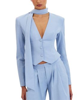Miss Circle Miss Circle Renley Pinstripe Peplum Blazer
