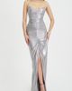 Miss Circle Miss Circle Sable Sweetheart Glitter Mermaid Maxi Dress in Silver, Women's at Urban Outfitters - 2