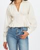 Miss Circle Miss Circle Sylvia Pinstripe Deep V Pleated Shirt Top in White, Women's at Urban Outfitters - 1