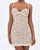 Miss Circle Miss Circle Taliyah Braided-Strap Chunky Lace Mini Dress in Cream, Women's at Urban Outfitters - 2