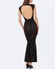 Miss Circle Miss Circle Tyanna Backless Burnout Velvet Mesh Mermaid Maxi Dress - 6