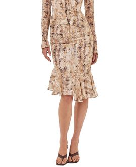Miss Circle Miss Circle Umarah Reptile Print Asymmetrical Ruffled Skirt