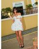 Miss Circle Miss Circle Umika Off Shoulder Polka Dots Bubble Hem Mini Dress - 3