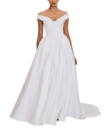 Miss Circle Miss Circle Unna Satin Bardot Cowl Wedding Gown