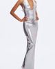 Miss Circle Miss Circle Valeska Foil Plunging Maxi Dress in Silver, Women's at Urban Outfitters - 2