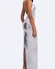 Miss Circle Miss Circle Valeska Foil Plunging Maxi Dress in Silver, Women's at Urban Outfitters - 4
