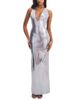 Miss Circle Miss Circle Valeska Foil Plunging Sheath Maxi Dress - 1