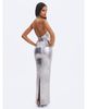 Miss Circle Miss Circle Valeska Foil Plunging Sheath Maxi Dress - 2