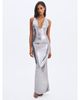 Miss Circle Miss Circle Valeska Foil Plunging Sheath Maxi Dress - 3