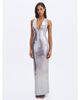 Miss Circle Miss Circle Valeska Foil Plunging Sheath Maxi Dress - 4