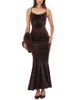 Miss Circle Miss Circle Veronique Croc-Embossed Velvet Cowl Neck Mermaid Maxi Dress - 1