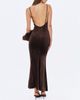 Miss Circle Miss Circle Veronique Croc-Embossed Velvet Cowl Neck Mermaid Maxi Dress - 4