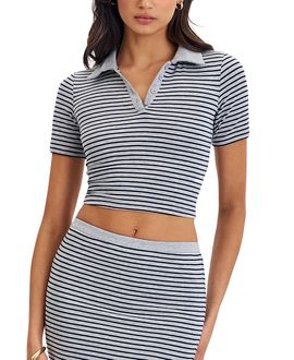 Miss Circle Miss Circle Westley Lyocell Jersey Striped Polo Top