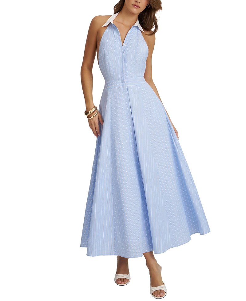 Miss Circle Miss Circle Winslet Striped Cotton Poplin Halter Maxi Dress