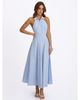 Miss Circle Miss Circle Winslet Striped Cotton Poplin Halter Maxi Dress - 6