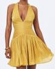 Miss Circle Miss Circle Xavia Crystal Organza Plunging Halter Mini Dress in Gold, Women's at Urban Outfitters - 2
