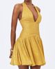 Miss Circle Miss Circle Xavia Crystal Organza Plunging Halter Mini Dress in Gold, Women's at Urban Outfitters - 3