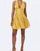 Miss Circle Miss Circle Xavia Crystal Organza Plunging Halter Mini Dress in Gold, Women's at Urban Outfitters - 4