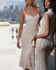 Miss Circle Miss Circle Xiomara Stripe Crochet Knit Mermaid Midi Dress in Beige, Women's at Urban Outfitters - 1