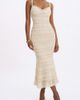 Miss Circle Miss Circle Xiomara Stripe Crochet Knit Mermaid Midi Dress in Beige, Women's at Urban Outfitters - 2