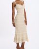 Miss Circle Miss Circle Xiomara Stripe Crochet Knit Mermaid Midi Dress in Beige, Women's at Urban Outfitters - 4