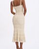 Miss Circle Miss Circle Xiomara Stripe Crochet Knit Mermaid Midi Dress in Beige, Women's at Urban Outfitters - 5