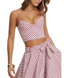 Miss Circle Miss Circle Xola Chevron Striped Linen Cropped Top