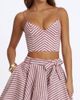 Miss Circle Miss Circle Xola Chevron Striped Linen Cropped Top in Red, Women's at Urban Outfitters - 1