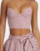 Miss Circle Miss Circle Xola Chevron Striped Linen Cropped Top in Red, Women's at Urban Outfitters - 2