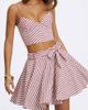 Miss Circle Miss Circle Xola Chevron Striped Linen Cropped Top in Red, Women's at Urban Outfitters - 3