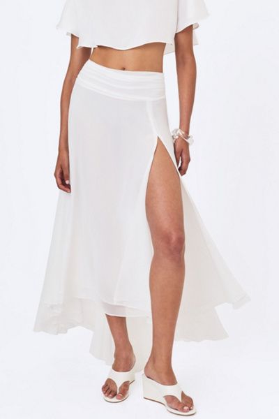Miss Circle Miss Circle Yanna Chiffon High-Low Maxi Skirt in White, Women's at Urban Outfitters