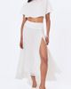 Miss Circle Miss Circle Yarae Satin Boat Neck Cape Top in White, Women's at Urban Outfitters - 1