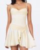 Miss Circle Miss Circle Yvonne Satin Asymmetrical Ruched Mini Dress in Ivory, Women's at Urban Outfitters - 1