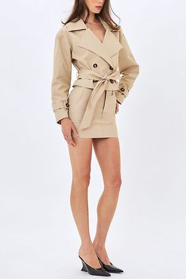Miss Circle Miss Circle Zuli Cotton Gabardine Mini Skirt in Beige, Women's at Urban Outfitters