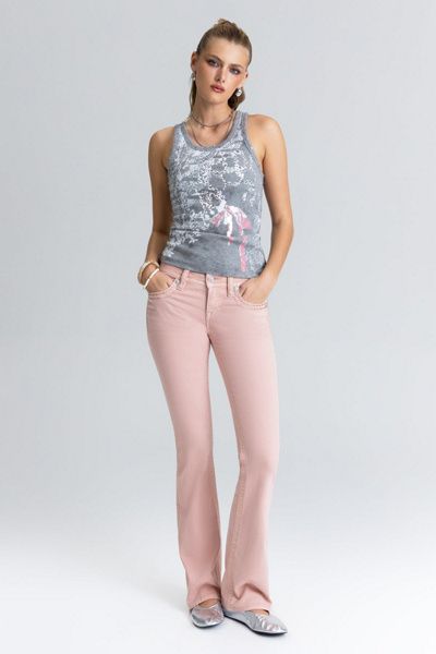 Miss Me Miss Me Bella Vie Stitched Bootcut Jeans in Dusty Pink, Women's at Urban Outfitters