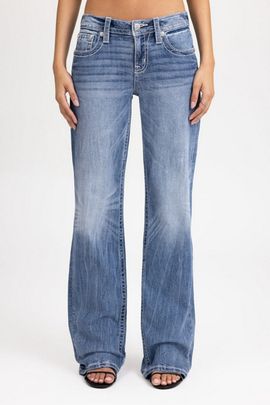 Miss Me Miss Me Gone Mayhem Slim Wide Jean in Medium Wash, Women's at Urban Outfitters