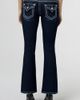 Miss Me Miss Me Loose Saddle Stitch Border Bootcut Jean in Dark Wash, Women's at Urban Outfitters - 1