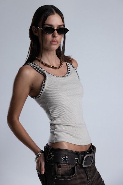 Miss Me Miss Me Sarai Knit Tank Top in Beige, Women's at Urban Outfitters