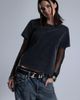 Miss Me Miss Me Shiloh Mesh Sleeve Tee in Charcoal Black, Women's at Urban Outfitters - 1