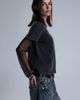 Miss Me Miss Me Shiloh Mesh Sleeve Tee in Charcoal Black, Women's at Urban Outfitters - 3