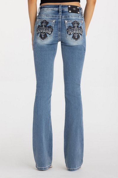 Miss Me Miss Me Venus Cross Bootcut Jean in Medium Wash, Women's at Urban Outfitters
