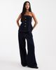 Miss Selfridge Miss Selfirdge denim bandeau button down top in indigo-Navy - 3