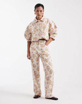 Miss Selfridge Miss Selfridge all over floral denim straight leg jeans - part of a set-Multi