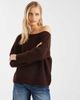 Miss Selfridge Miss Selfridge asymmetric off the shoulder slouchy cozy knit sweater in chocolate-Brown - 1